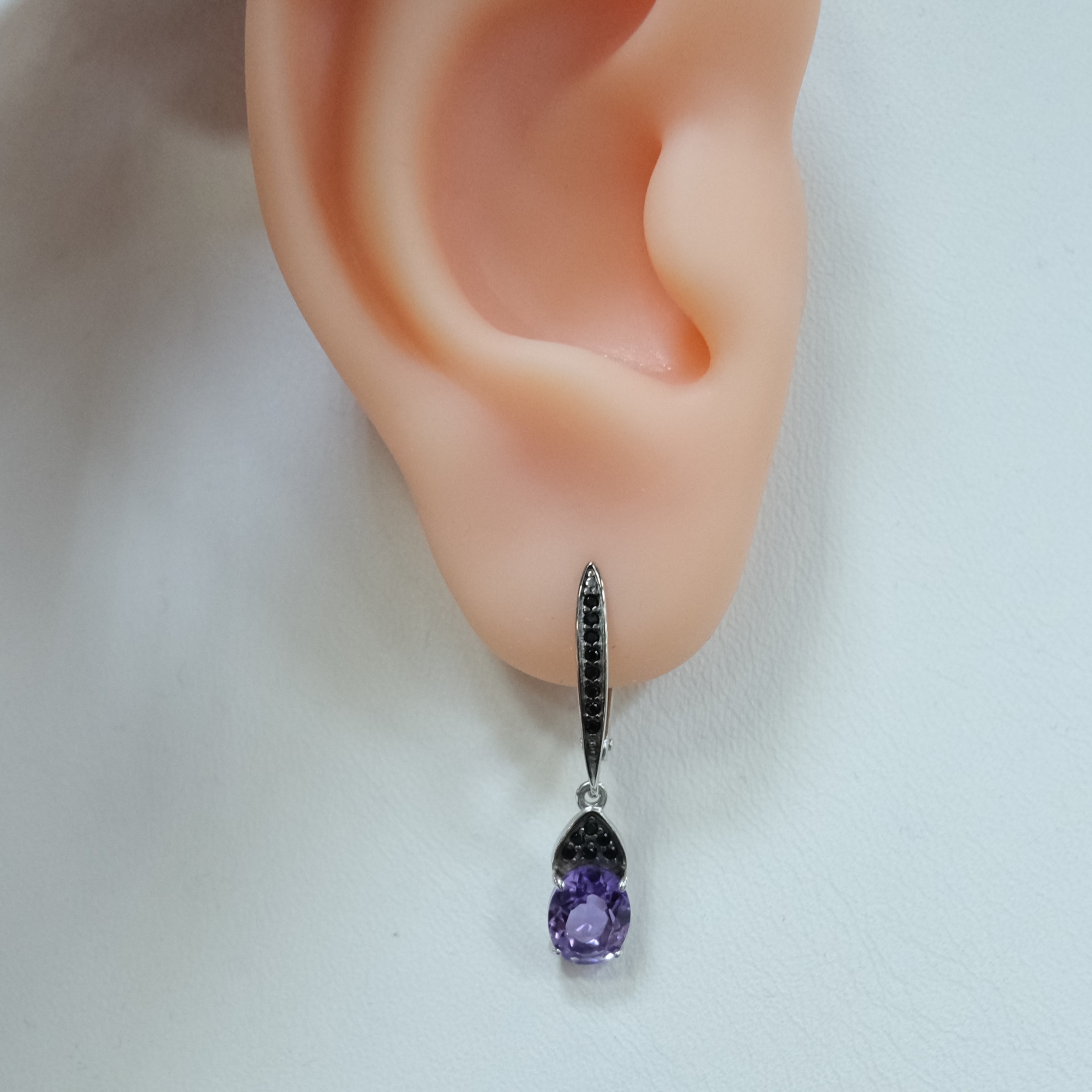 Серебряные серьги с аметистами